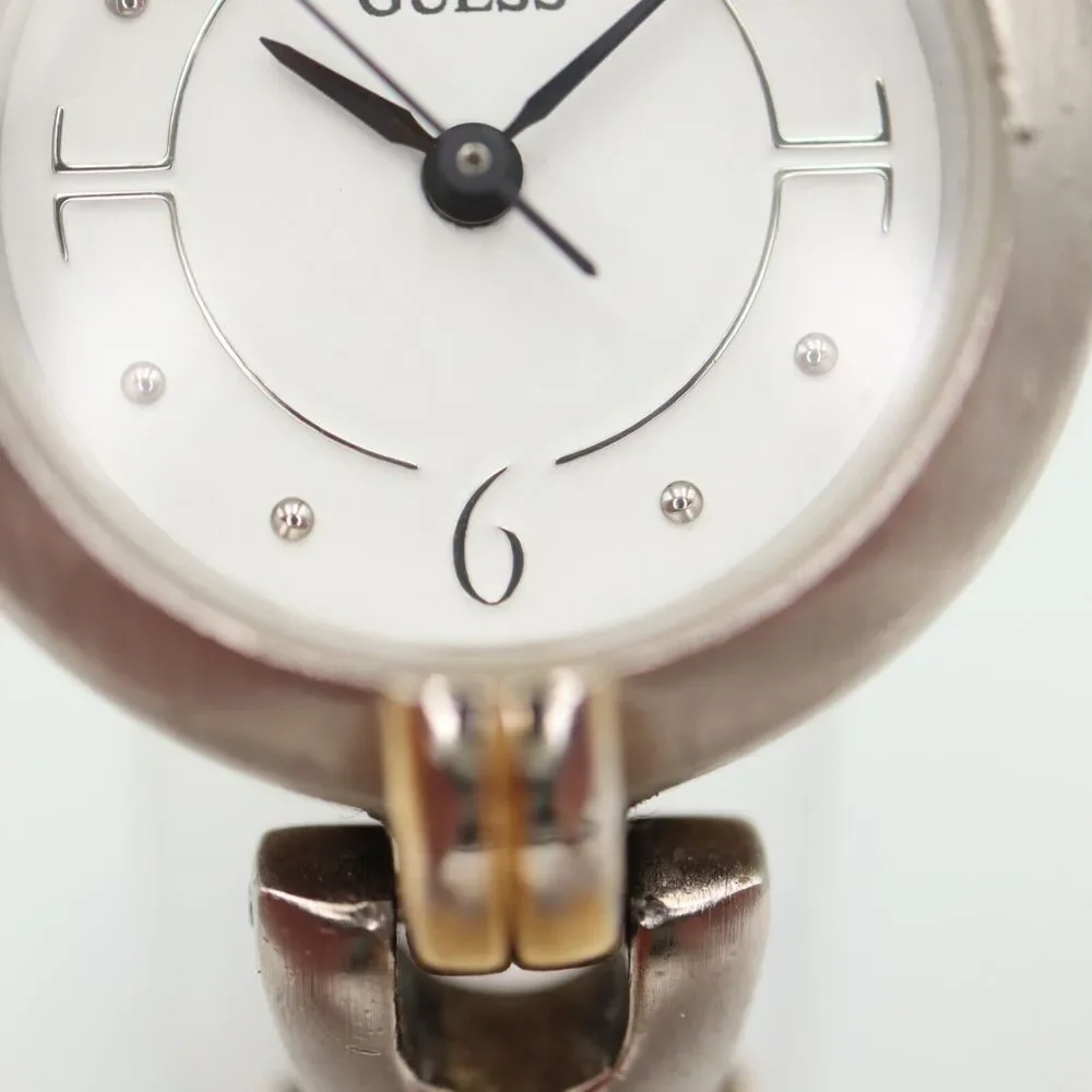 Guess Women's Two Tone Watch 23mm Round Dial Metal Rope Bracelet w New Battery